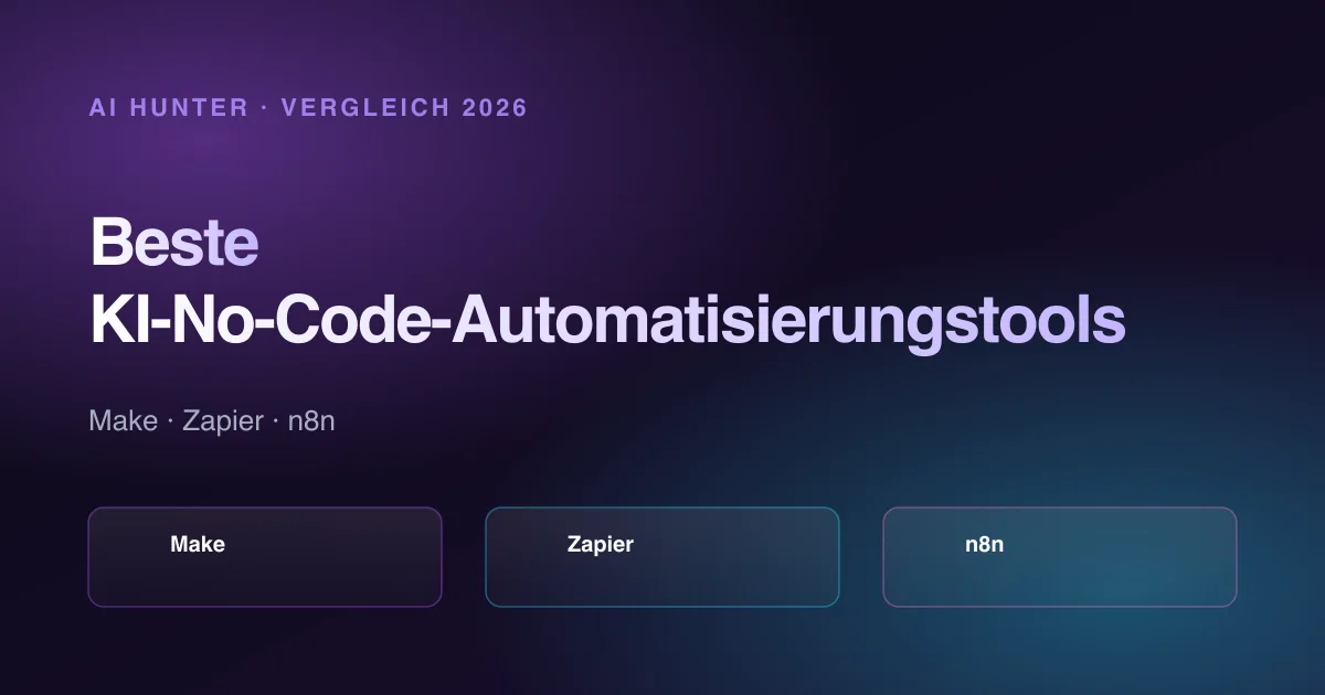 Titelbild: Beste KI-No-Code-Automatisierungstools 2026: Make vs. Zapier vs. n8n vs. Activepieces