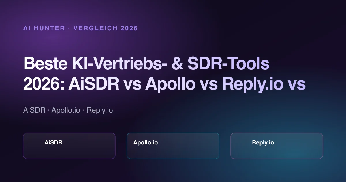 Titelbild: Beste KI-Vertriebs- & SDR-Tools 2026: AiSDR vs Apollo vs Reply.io vs Close