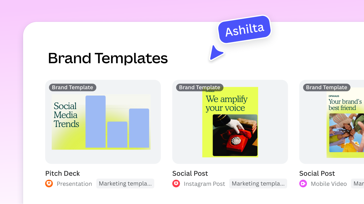 Official Canva illustration showing branded presentation and social post templates
