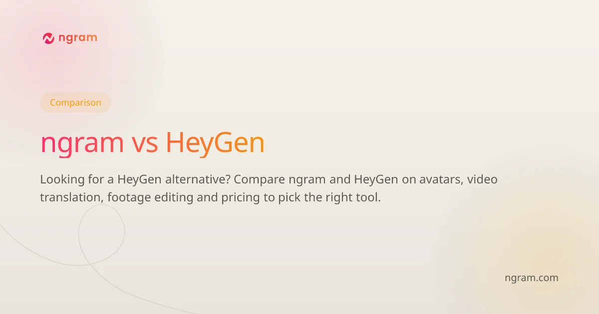 ngram vs HeyGen comparison: avatars, video translation, footage editing and pricing